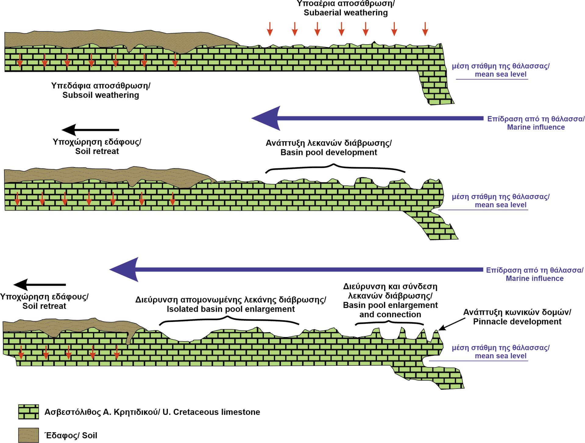 Μοντέλο γενικής εξέλιξης και ανάπτυξης παράκτιων καρστικών γεωμορφών